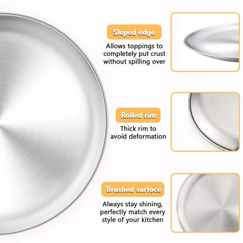 P&P CHEF Pizza Pan Bakeware for Home Kitchen, Stainless Steel Pizza Tray for Baking Pizza, Healthy & Reusable & Easy Clean, Oven & Freezer Safe, 13.5 Inch & Silver - Image 2